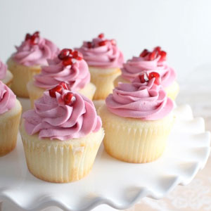 Pomegranate Cupcakes, buttercream, recipe, baking