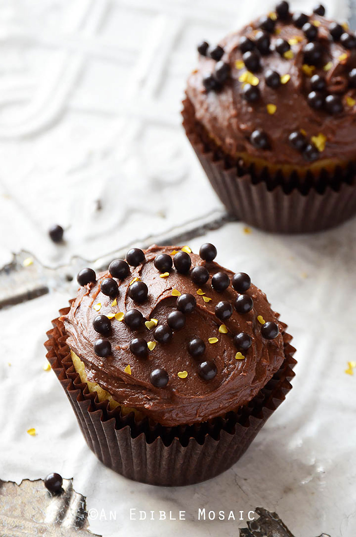 Yellow Cake Cupcakes with Chocolate Buttercream for Two