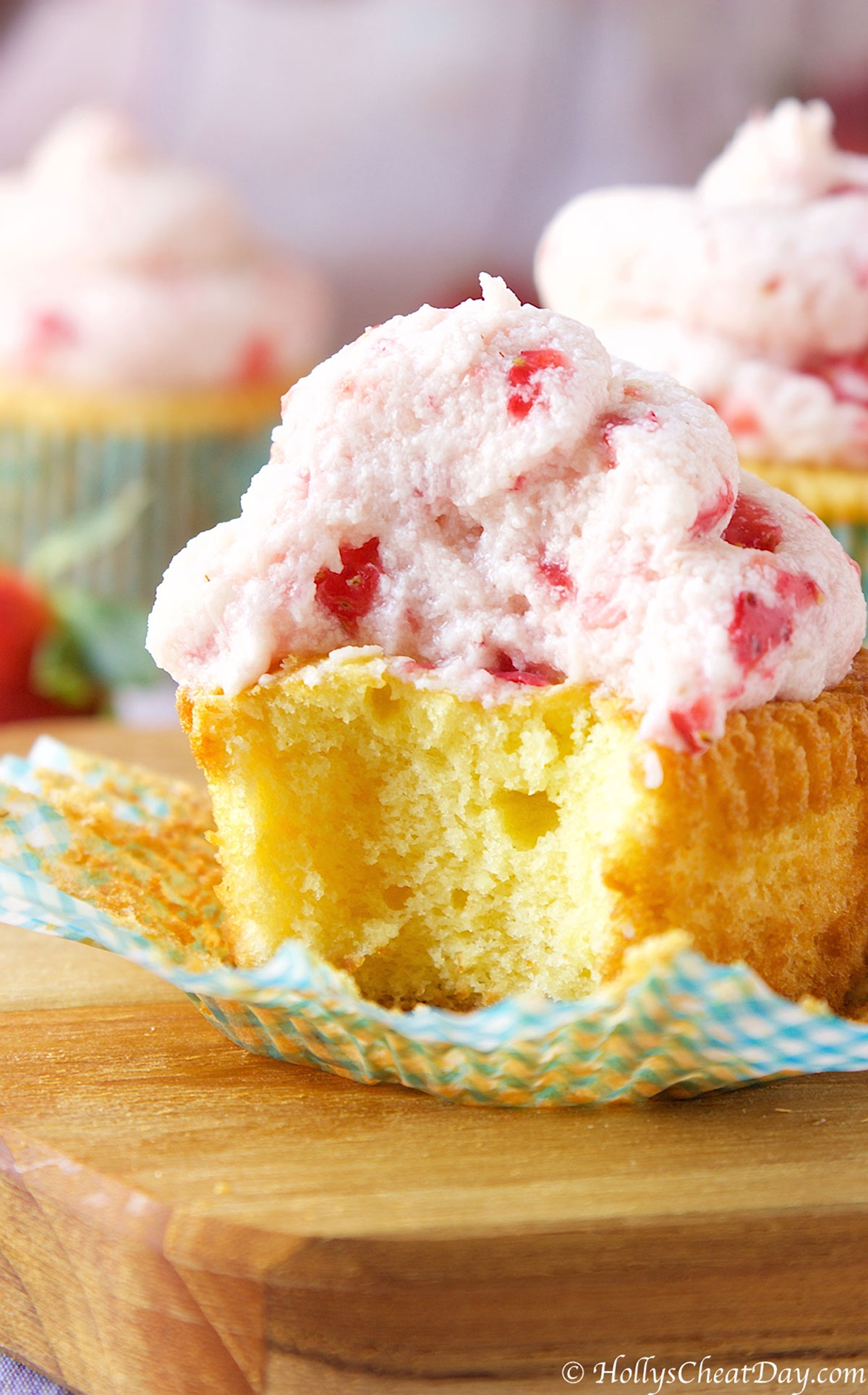 Very Vanilla Cupcakes with Whipped Strawberry Frosting